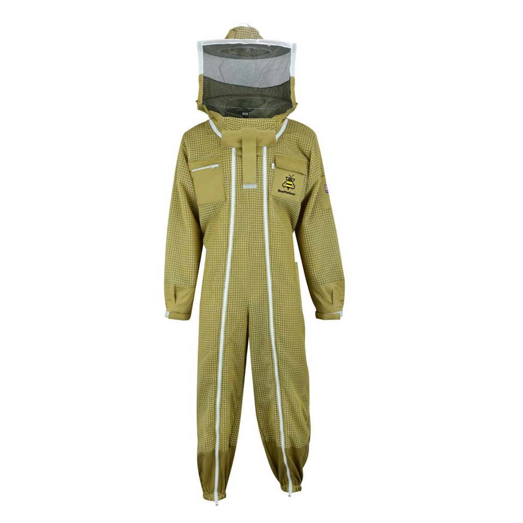 Advanced 3 Layer Ultra Ventilated Beekeepers Pilot Suit Round Veil - Enhanced Breathability | Protection KHAKI