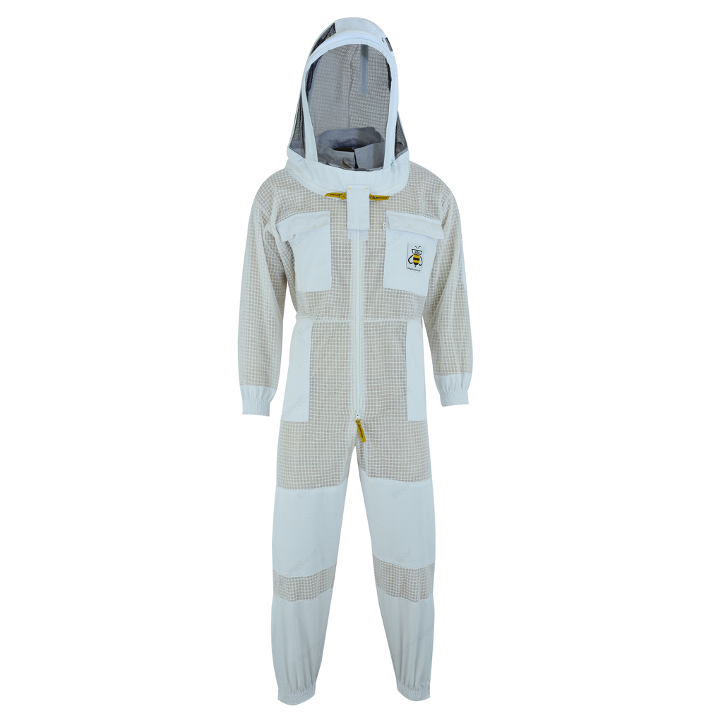 3-Layer Ultra Ventilated Beekeeping Suit with Fencing Veil | Sting-Proof Protection for Men & Women | SBS Zipper | White